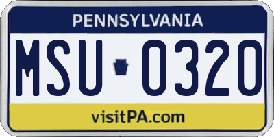 PA license plate MSU0320