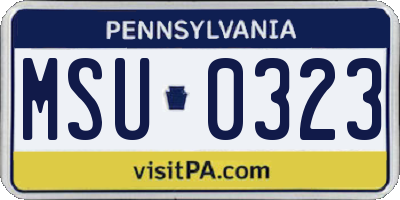 PA license plate MSU0323