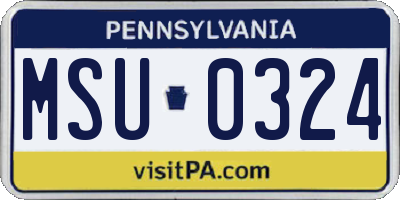 PA license plate MSU0324