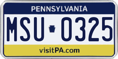 PA license plate MSU0325