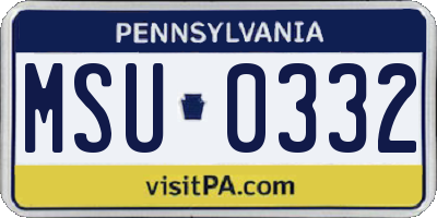 PA license plate MSU0332