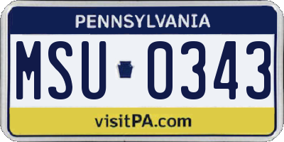 PA license plate MSU0343