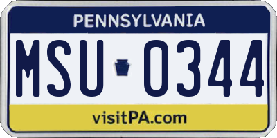 PA license plate MSU0344