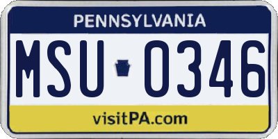 PA license plate MSU0346