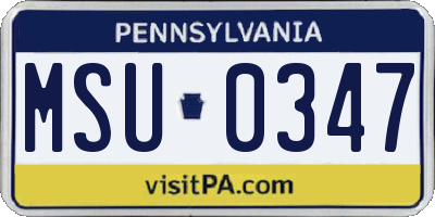 PA license plate MSU0347