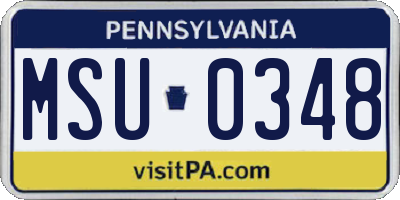 PA license plate MSU0348