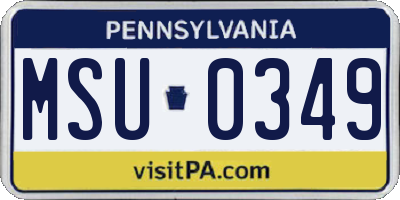 PA license plate MSU0349