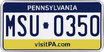 PA license plate MSU0350