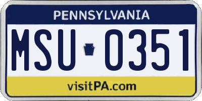 PA license plate MSU0351