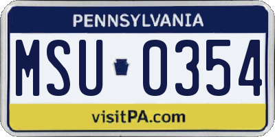 PA license plate MSU0354