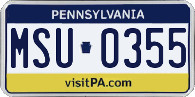 PA license plate MSU0355