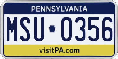 PA license plate MSU0356
