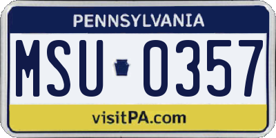 PA license plate MSU0357
