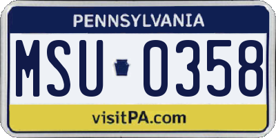 PA license plate MSU0358