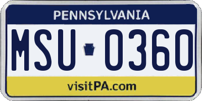 PA license plate MSU0360