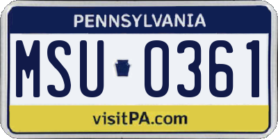 PA license plate MSU0361