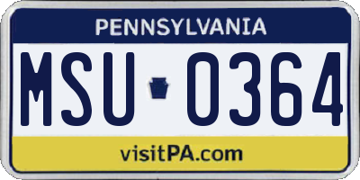 PA license plate MSU0364