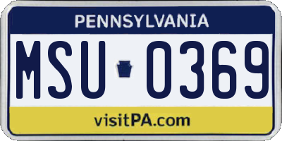 PA license plate MSU0369