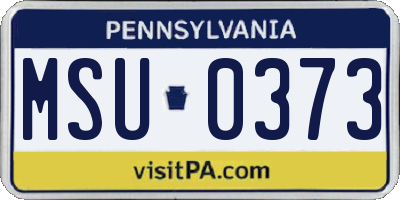 PA license plate MSU0373