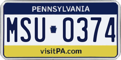 PA license plate MSU0374