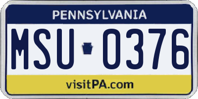 PA license plate MSU0376