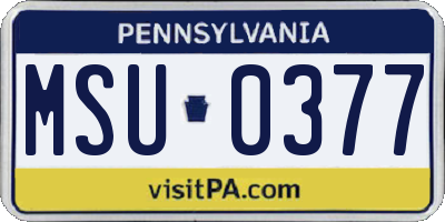 PA license plate MSU0377