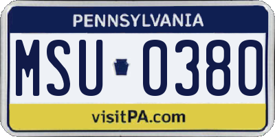 PA license plate MSU0380