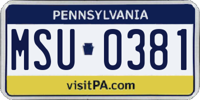 PA license plate MSU0381