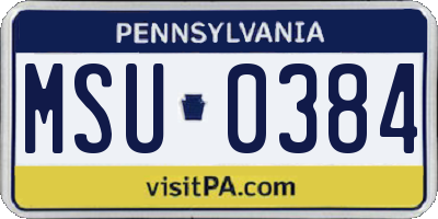 PA license plate MSU0384