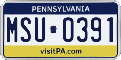 PA license plate MSU0391