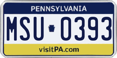 PA license plate MSU0393