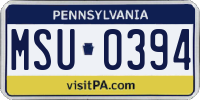 PA license plate MSU0394