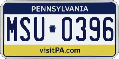 PA license plate MSU0396