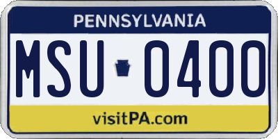 PA license plate MSU0400
