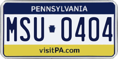 PA license plate MSU0404
