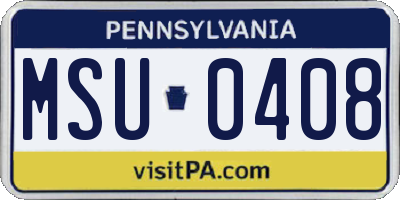 PA license plate MSU0408