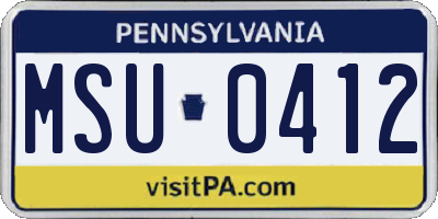 PA license plate MSU0412