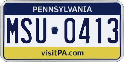 PA license plate MSU0413