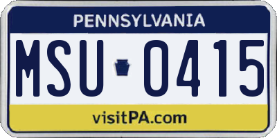PA license plate MSU0415