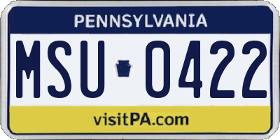 PA license plate MSU0422