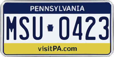PA license plate MSU0423