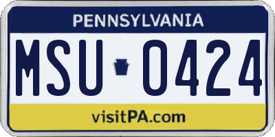 PA license plate MSU0424