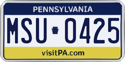 PA license plate MSU0425