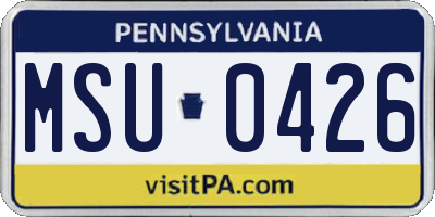PA license plate MSU0426