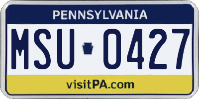 PA license plate MSU0427
