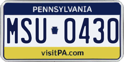 PA license plate MSU0430