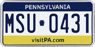 PA license plate MSU0431