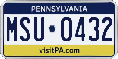 PA license plate MSU0432