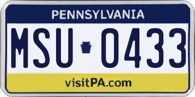 PA license plate MSU0433
