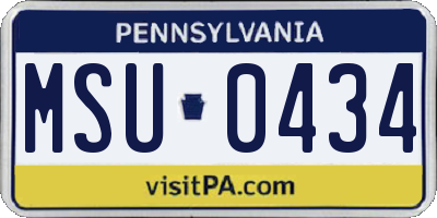 PA license plate MSU0434